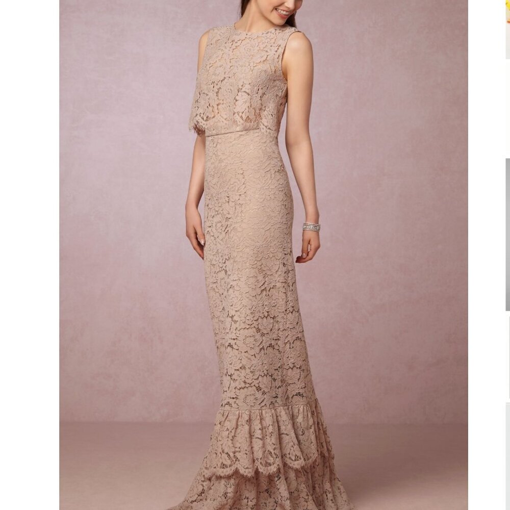 ANTHROPOLOGIE Jenny Yoo Lace Maxi Skirt and Sleeveless Lace Top 2 Piece Set